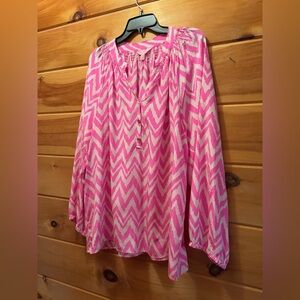 Lilly Pulitzer Pink Chevron Peasant Blouse